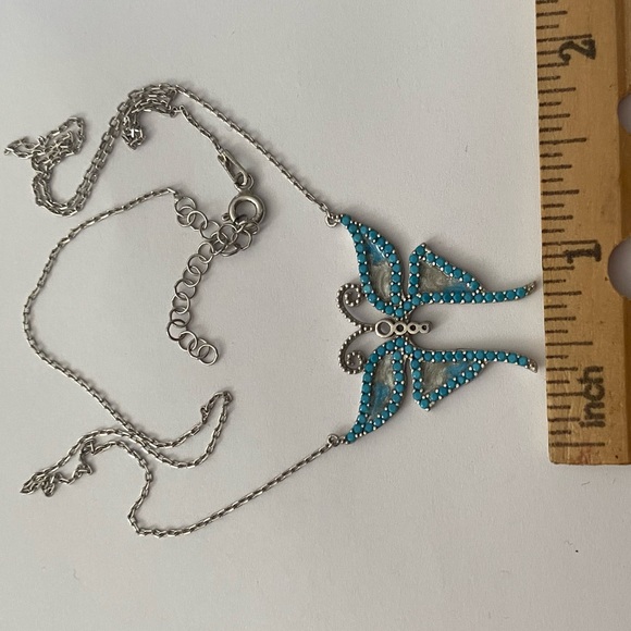 🦋925 Silver butterfly turquoise enamel necklace - Picture 3 of 9